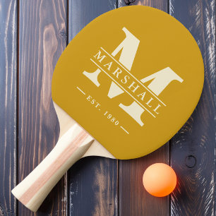 Monogramm & Namensüberlagerung Golden Ochre Tischtennis Schläger