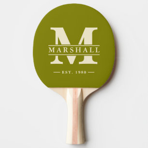 Monogramm & Namensüberlagerung Warmes Olivenöl Tischtennis Schläger