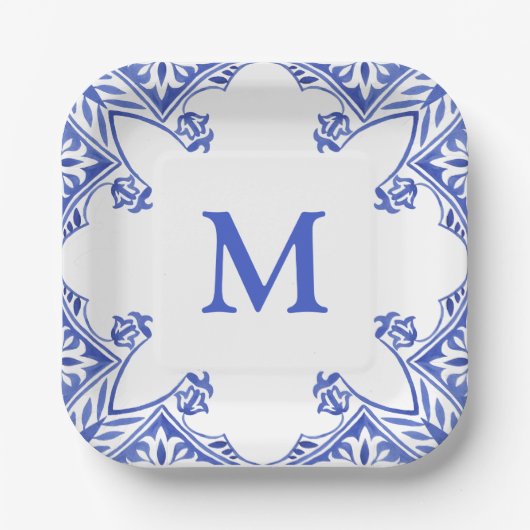 Monogramm Napkins Pappteller (Vorderseite)