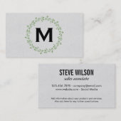 Monogramm/Natur/Kranz II Visitenkarte (Vorne/Hinten)