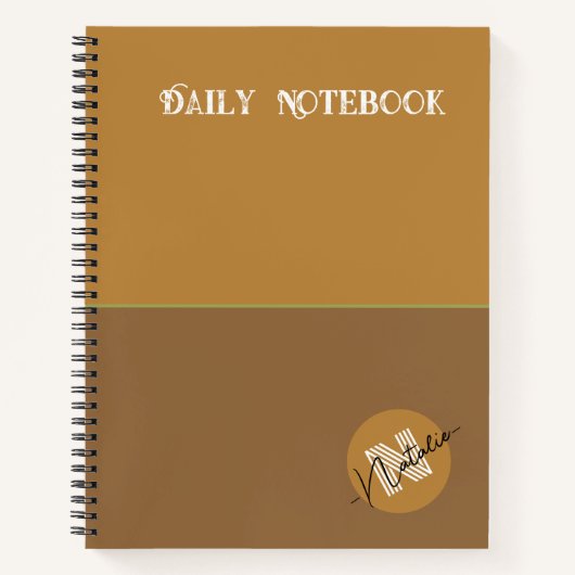 Monogramm Naturholzfarbe Minimalistisch braun nied Notizblock (Vorderseite)