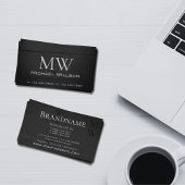 Monogramm Naturholzkörner aus schwarzem Holz Visitenkarte