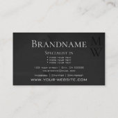 Monogramm Naturholzkörner aus schwarzem Holz Visitenkarte (Rückseite)