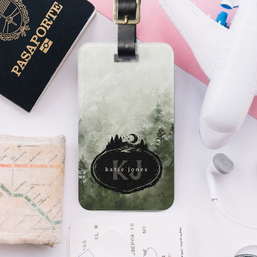 Monogramm-Naturstempel | Benutzerdefinierter Name Gepäckanhänger