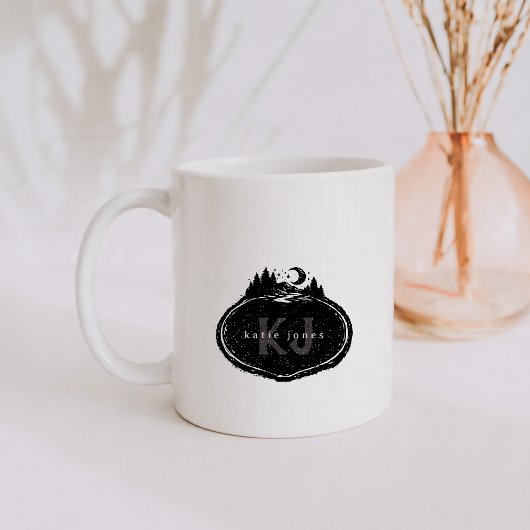 Monogramm-Naturstempel | Benutzerdefinierter Name Kaffeetasse