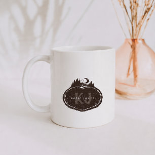 Monogramm-Naturstempel   Benutzerdefinierter Name Kaffeetasse