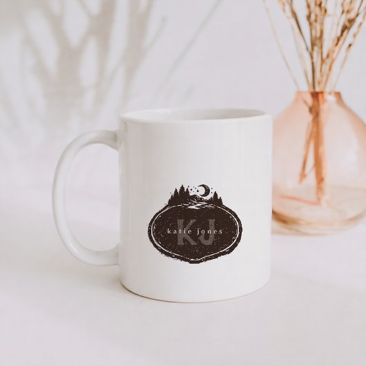 Monogramm-Naturstempel | Benutzerdefinierter Name Kaffeetasse