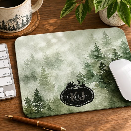 Monogramm-Naturstempel | Benutzerdefinierter Name Mousepad