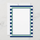 Monogramm Nautic Navy Blue und Green Strip Mitteilungskarte (Rückseite)