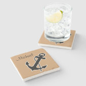 Monogramm Nautical Drink Coaster Steinuntersetzer (Seitenansicht)