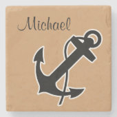 Monogramm Nautical Drink Coaster Steinuntersetzer (Vorderseite)