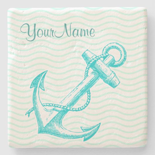 Monogramm Nautical Drink Coaster Steinuntersetzer (Vorderseite)