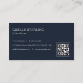 Monogramm Navy Blau QR Code Professional Visitenkarte (Rückseite)