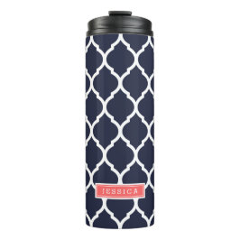 Monogramm Navy Blue and Coral marokkanische Quatre Thermosbecher