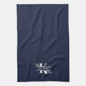 Monogramm Navy Blue Greenery & Berries  Geschirrtuch (Vertikal)