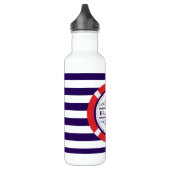 Monogramm Navy Blue Nautic Water Flasche Trinkflasche (Links)