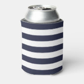 Monogramm Navy Blue und Coral Preppy Stripes Dosenkühler (Kanne Rückseite)