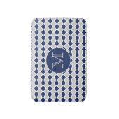 Monogramm Navy Blue und Grau Quatrefolie Badematte (Vorderseite Vertikal)