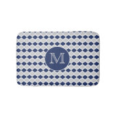 Monogramm Navy Blue und Grau Quatrefolie Badematte (Vorderseite)
