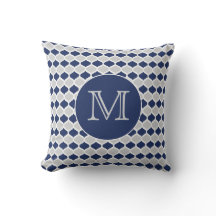 Monogramm Navy Blue und Grau Quatrefolie
