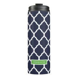 Monogramm Navy Blue und Green marokkanische Quatre Thermosbecher