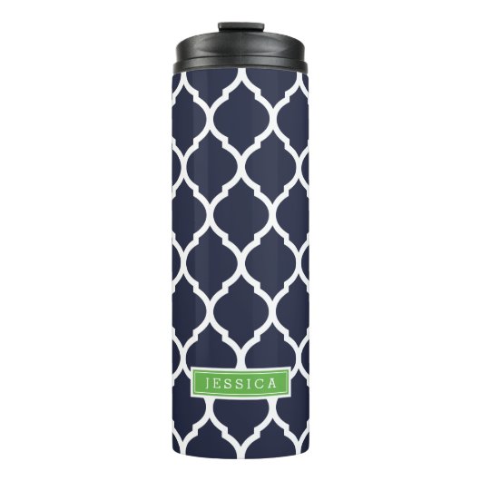 Monogramm Navy Blue und Green marokkanische Quatre Thermosbecher (Vorderseite)