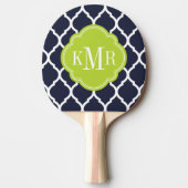 Monogramm Navy Blue und Green marokkanische Quatre Tischtennis Schläger (Vorderseite)