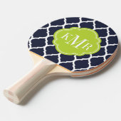 Monogramm Navy Blue und Green marokkanische Quatre Tischtennis Schläger (Vorderseite)