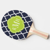 Monogramm Navy Blue und Green marokkanische Quatre Tischtennis Schläger (Seitenansicht)