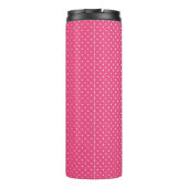 Monogramm Navy Blue und Pink Tiny Dots Thermosbecher (Rückseite)