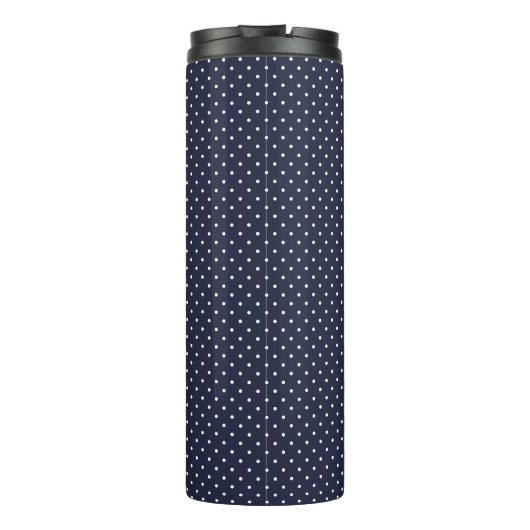 Monogramm Navy Blue und Pink Tiny Dots Thermosbecher (Rückseite)