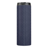 Monogramm Navy Blue und Türkise Tiny Dots Thermosbecher (Rückseite)
