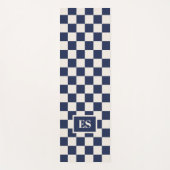 Monogramm Navyblau-Creme Karomuster Yogamatte (Vorderseite)