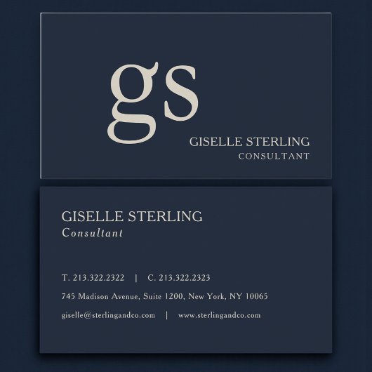 Monogramm Navyblau Professionell Visitenkarte