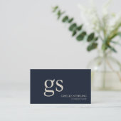 Monogramm Navyblau Professionell Visitenkarte (Stehend Vorderseite)
