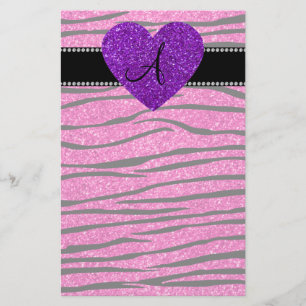 Monogramm Nebel heißen rosa Glitzer Zebra Streife Briefpapier