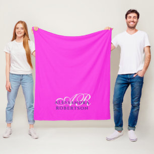 Monogramm Neon-Hot-Pink Minimalist Moderne Fette S Fleecedecke