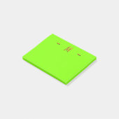 Monogramm Neonesque Green und Orange Post-it Klebezettel (angewinkelt)