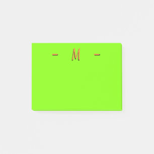 Monogramm Neonesque Grün und Orange Post-it Klebezettel