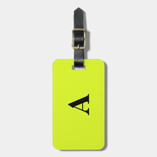 Monogramm Neongelber Name Erstmaliges Cooles Gesch Gepäckanhänger (Vorderseite vertikal)