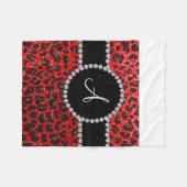 Monogramm Neonroter Glitzer Leopard Fleecedecke (Vorderseite (Horizontal))
