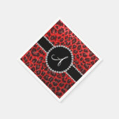 Monogramm Neonroter Glitzer Leopard Serviette (Ecke)