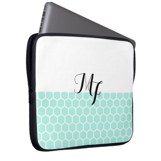 Monogramm Neopren-Notebook-Sieb Hexagon-Muster Laptopschutzhülle (Vorne Rechts)