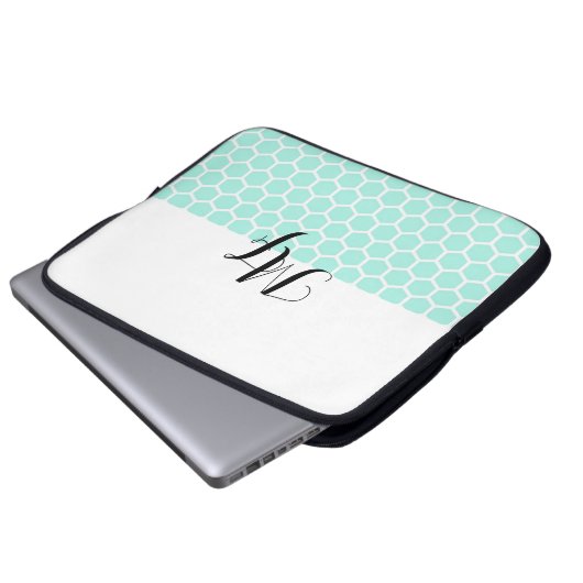Monogramm Neopren-Notebook-Sieb Hexagon-Muster Laptopschutzhülle (Vorne Knopf)