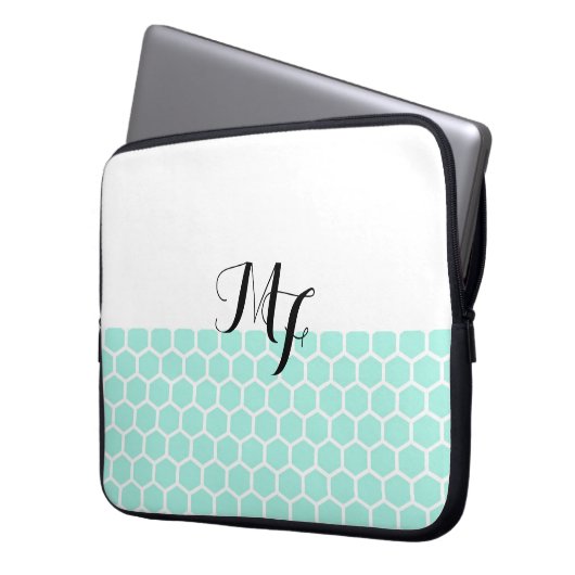 Monogramm Neopren-Notebook-Sieb Hexagon-Muster Laptopschutzhülle (Vorderseite Links)