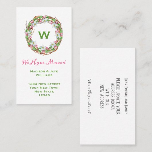 Monogramm neue Adresse | Ankündigung der Beförderu (Vorne/Hinten)