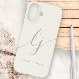 Monogramm Neutral Modern Minimal Stilvoll Elfenbei iPhone 16 Hülle