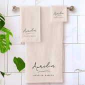 Monogramm Neutral Modern Minimal Stylish Blush Pin Badhandtuch Set