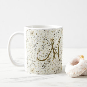 Monogramm neutrale Boho-Blumen Wildblumen Blumen  Kaffeetasse
