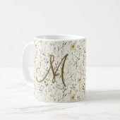 Monogramm neutrale Boho-Blumen Wildblumen Blumen Kaffeetasse (Vorderseite Links)